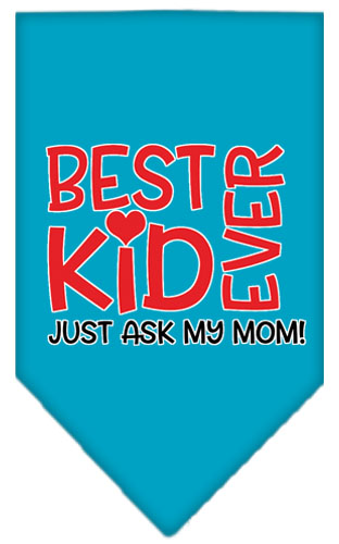 Ask My Mom Screen Print Pet Bandana Turquoise Small